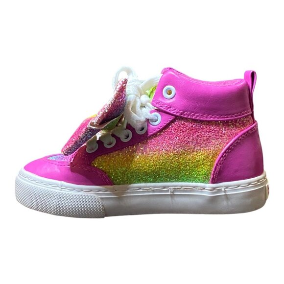 Ground Up Big Girls Glitter Rainbow Sneakers Multi Colored Children’s Sz 12 Bow - Picture 5 of 9